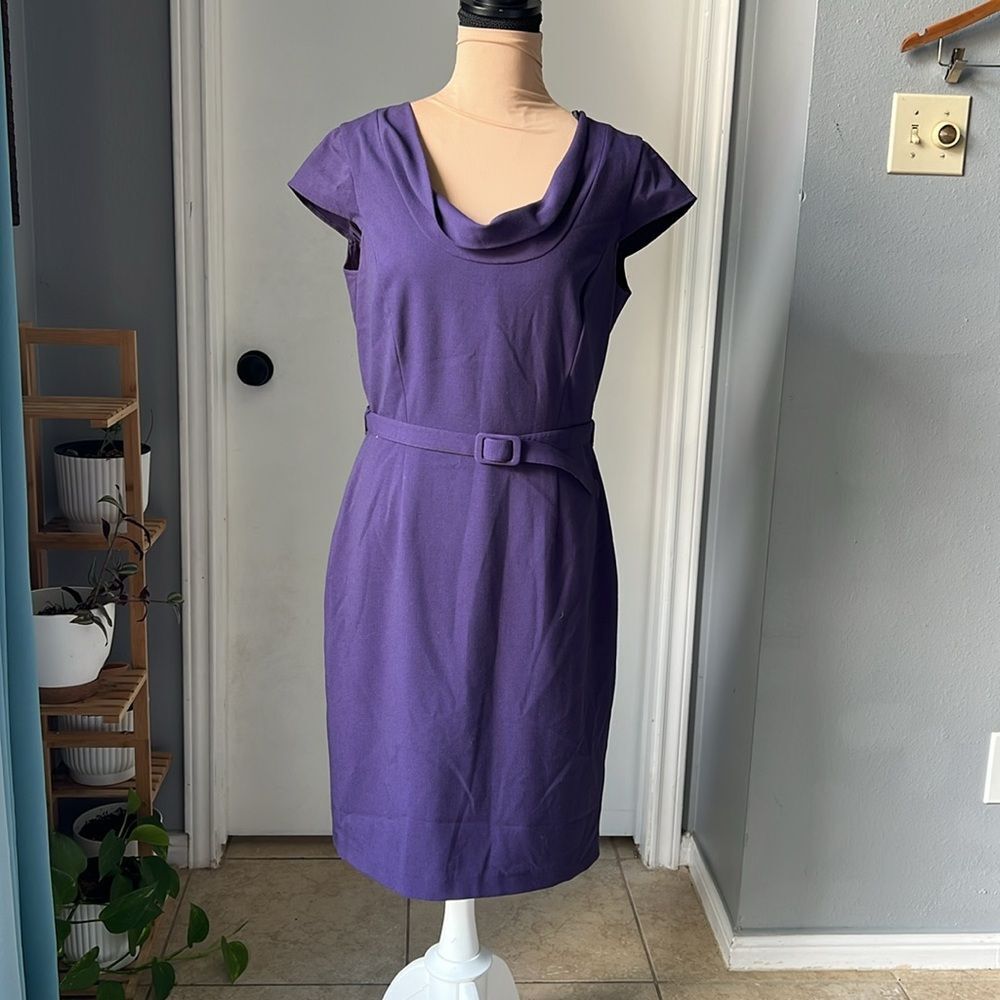 Calvin Klein Purple Midi Dress with Belt